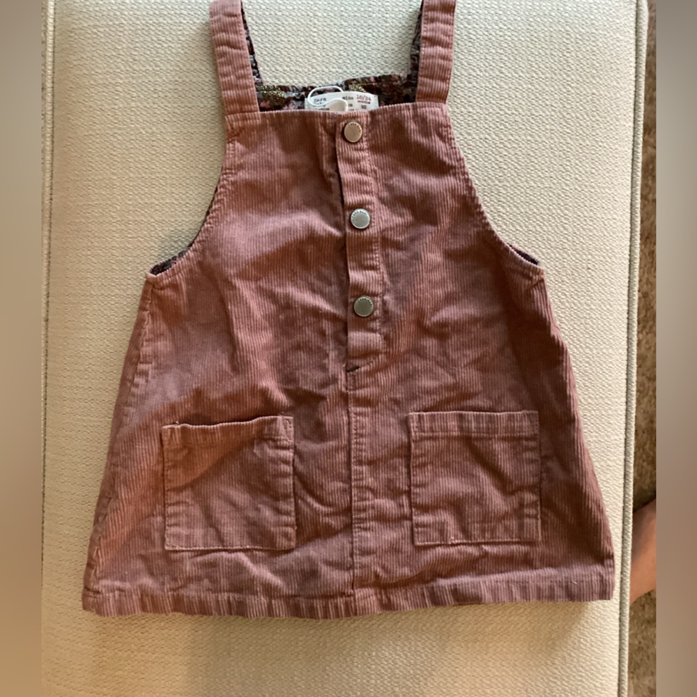 Zara 18/24 month pink denim corduroy button overall dress